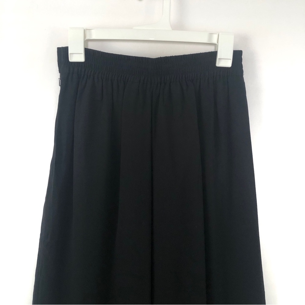 Niteline Della Roufogali Womens Silk Pants Wide Leg Side Zip Black Vintage 8P - Picture 5 of 11